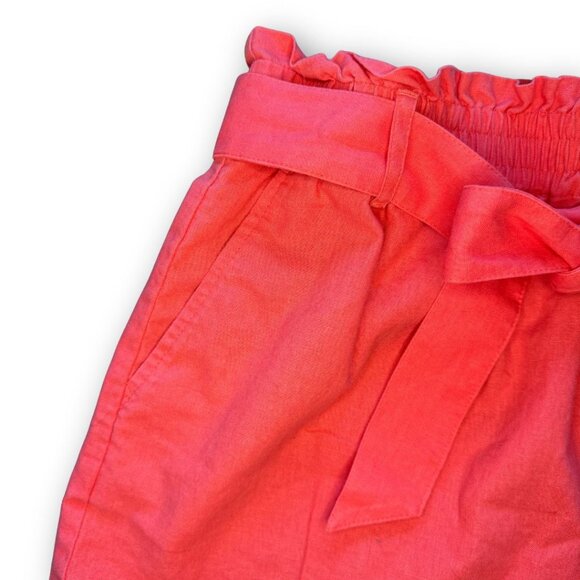 J Crew Paper Bag Belted Linen Skirt in Coral Size Medium - Picture 3 of 5